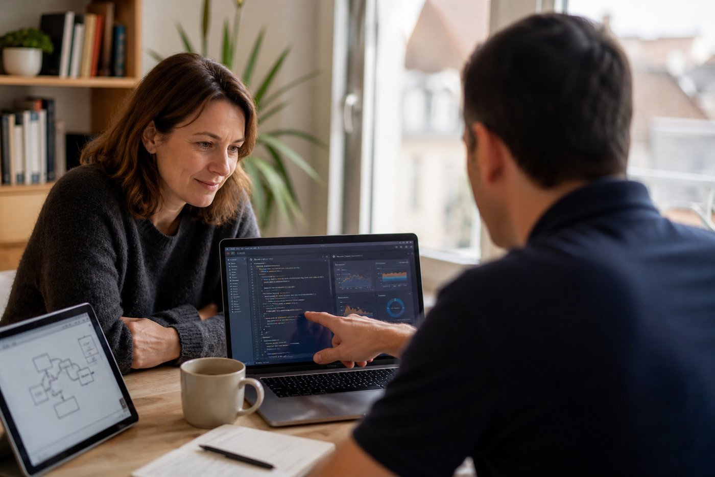 Cours informatique à domicile à Roanne — formateur local autour d’un ordinateur